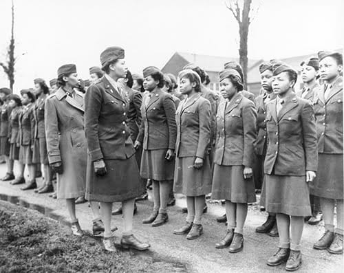 6888th Postal Directory Battlion Maj. Charity Adams Inspecting the Troops of 6888th Postal Directory Battlion